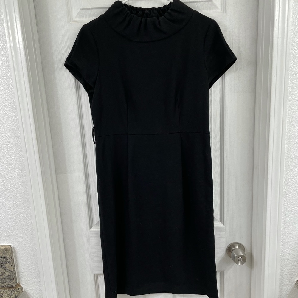 Black cinched dress with elastic neck